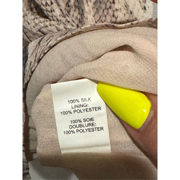 RAMY BROOK Lauren Blush Combo 100% Silk Smocked Waist Dress Small - Picture 12 of 15